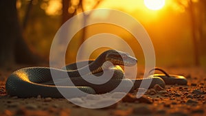 A peaceful image of a snake basking in the sun