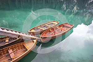 Peaceful lake scene at Lago di Braies.