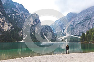 Peaceful lake scene at Lago di Braies.