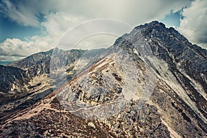 Peaceful landscape in blue grey shades. Tatras.