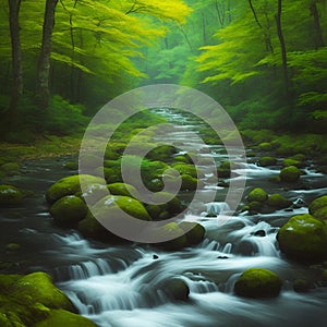 peaceful landscape photo ai generative