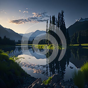 peaceful landscape photo ai generative