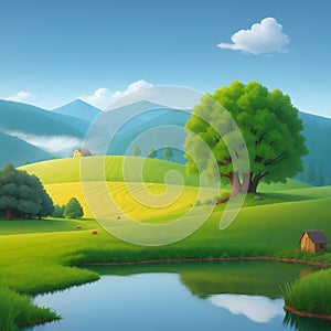 peaceful landscape photo ai generative