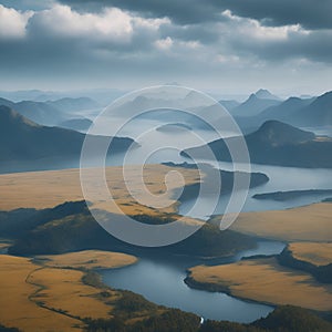 peaceful landscape photo ai generative