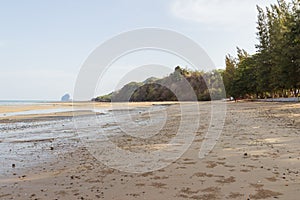 Peaceful low tide beach in the evening at Ko Yao Noi, Phang Nga, Thailand