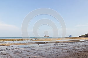 Peaceful low tide beach in the evening at Ko Yao Noi, Phang Nga, Thailand