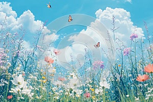 Peaceful Meadow Pattern with Soft Florals and Gentle Hues photo