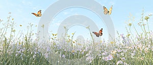 Peaceful Meadow Pattern with Soft Florals and Gentle Hues photo
