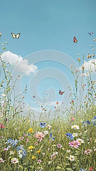 Peaceful Meadow Pattern with Soft Florals and Gentle Hues photo