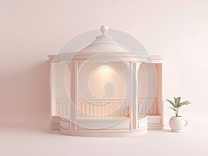 Peaceful Mockup Booth Minimalist Design for Relaxation and Wellness Soft Colors Subtle Lighting and Tranquil Spaces photo