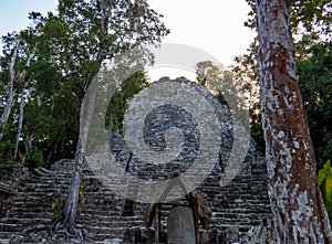 Peaceful moment close to a Mayan pyramid