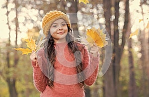 Peaceful morning. romantic season for inspiration. happy childhood. teenage girl relax in park. fall season beauty