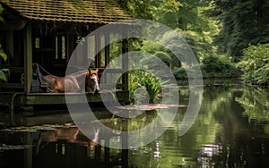 A Peaceful Nap in the Horse\'s Cozy Corner photo