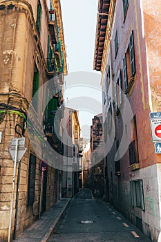 Peaceful neighborhood in Mallorca, Spain with tall buildings