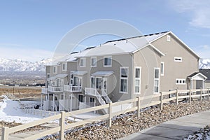 Peaceful neighborhood in South Jordan City with view of distant Wasatch Mountain