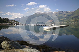 Peaceful norwegian fjord quay