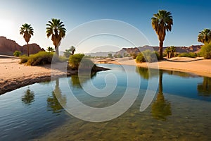 A peaceful oasis in the middle of desert photo