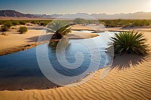 A peaceful oasis in the middle of desert photo