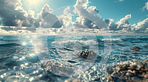 Peaceful Ocean View with Sparkling Waves on Sunny Day