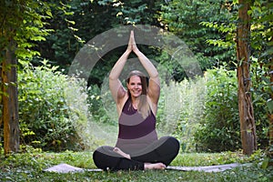 Peaceful outdoor yoga poses