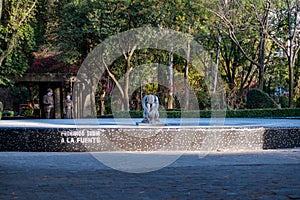 Peaceful park with a fountain and statues in Mexico City