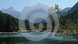 Peaceful place in nature on the mountain lake