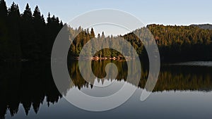 Peaceful place in nature on the mountain lake