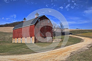 Peaceful Red Barn in the Countryside Iowa, USA