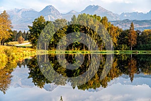 Peaceful scene of beautiful autumn mountain landscape.