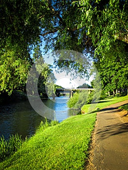Peaceful scenery of a public park by the Meander River