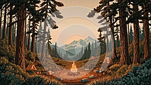 Forest Path with Tall Pine Trees