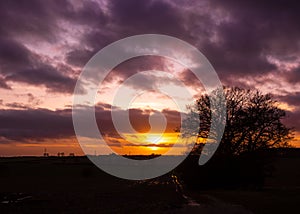 Peaceful sunset in countryside