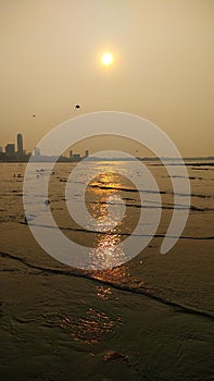 Peaceful sunset at mumbai beach