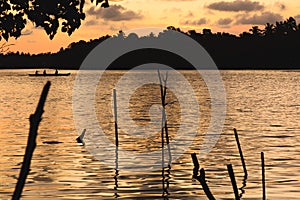 Peaceful sunset at Munroe islands, Kollam, Kerala, India