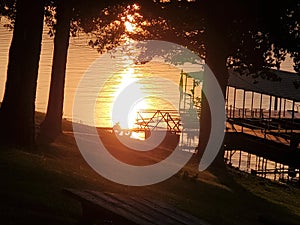 Peaceful sunset  over the lake