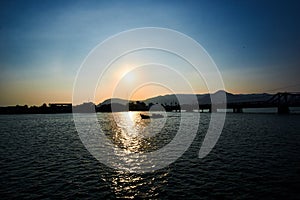 Peaceful Sunset over mountain in Kampot Cambodia