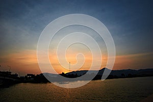 Peaceful Sunset over mountain in Kampot Cambodia