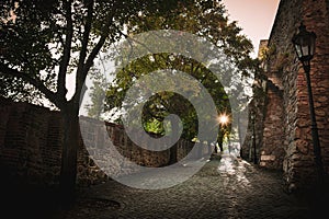 Peaceful Sunset Scene by the Walls of Bratislava Castle, Slovakia