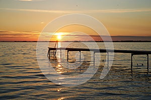 Peaceful sunset at Vadum Beach near Skive in Denmark