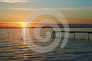 Peaceful sunset at Vadum Beach near Skive in Denmark