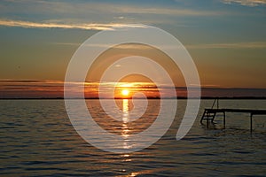 Peaceful sunset at Vadum Beach near Skive in Denmark