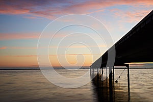 Peaceful sunset at Vadum Beach near Skive in Denmark