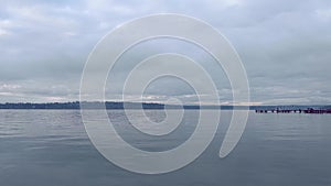 Peaceful view of Lake Washington boat docks
