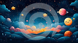 Dreamy Cosmic Landscape with Stars and Planetary Design photo