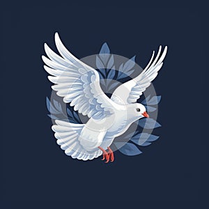 Klidný bílý holubice v let ilustrace 