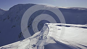 Peaceful Winter alps mountains in beautiful sunny day in frozen snowy nature