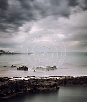 Peaceful Winter Seascape. Long Exposure.