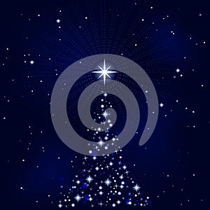 Peacefull starry night with Christmas tree