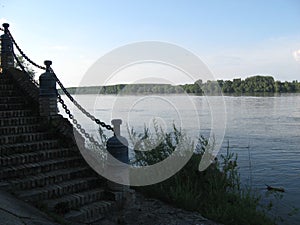 Danube, River, Cockshut, Darkfall, Summer evening, Water