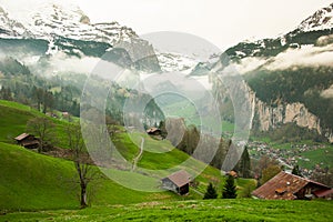 Peacful valley in Switzerland mountain